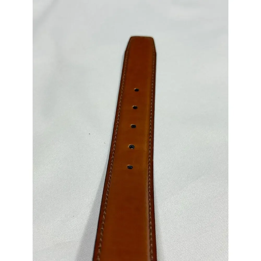 Handmade Brown Leather Belt Made in Italy Size 42